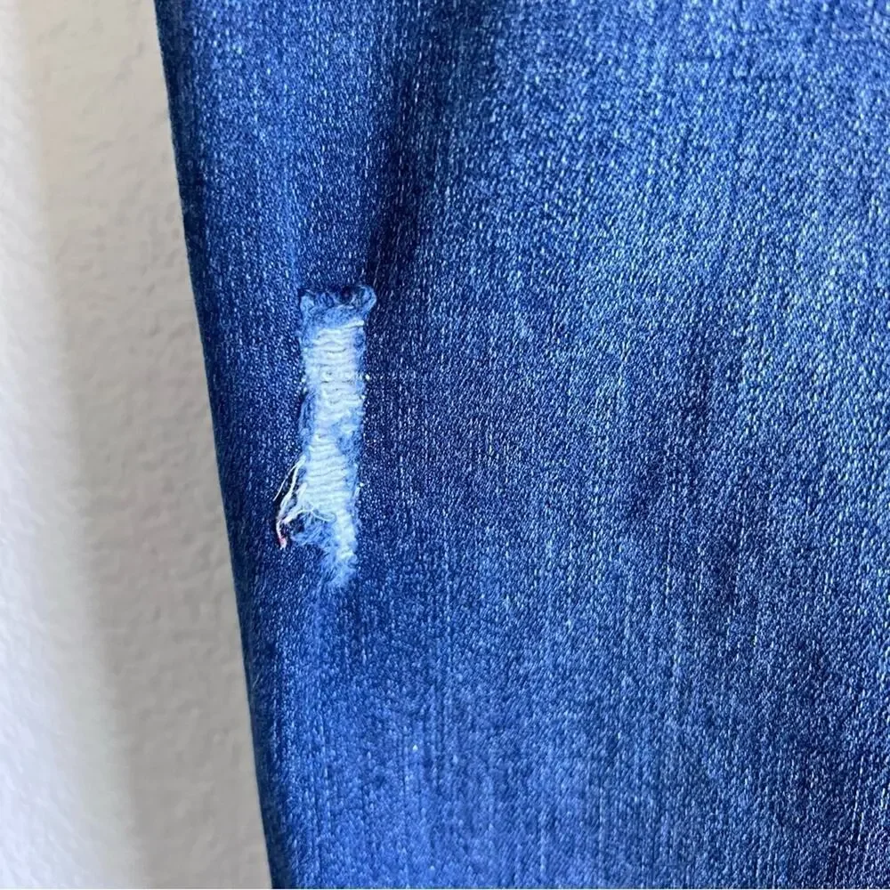 Spanx Distressed‎ Denim High Rise Elastic Waist Jeggings Stretch Slimming